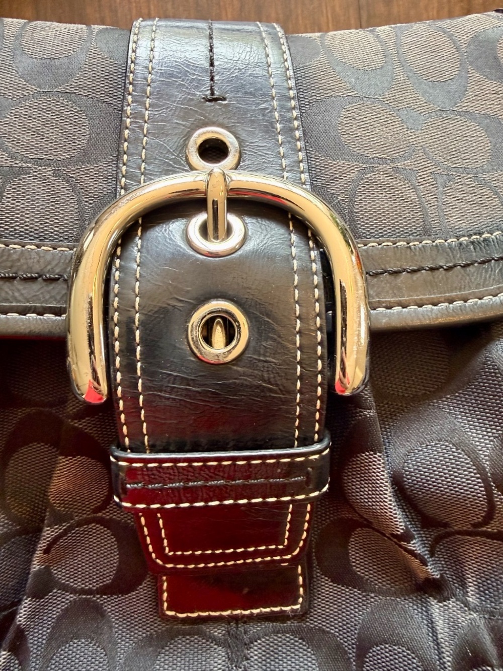 Coach Women's Soho Signature Buckle Flap Shoulder Bag - Black - F15203 - Picture 14 of 14